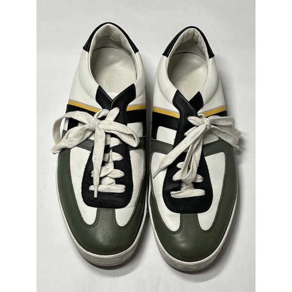 Hermes Boomerang Sneakers in White/Green - Picture 3 of 10